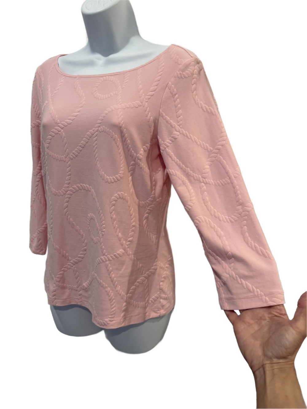 J Mclaughlin Pink Textured Rope-Pattern Top. Small - Picture 2 of 9